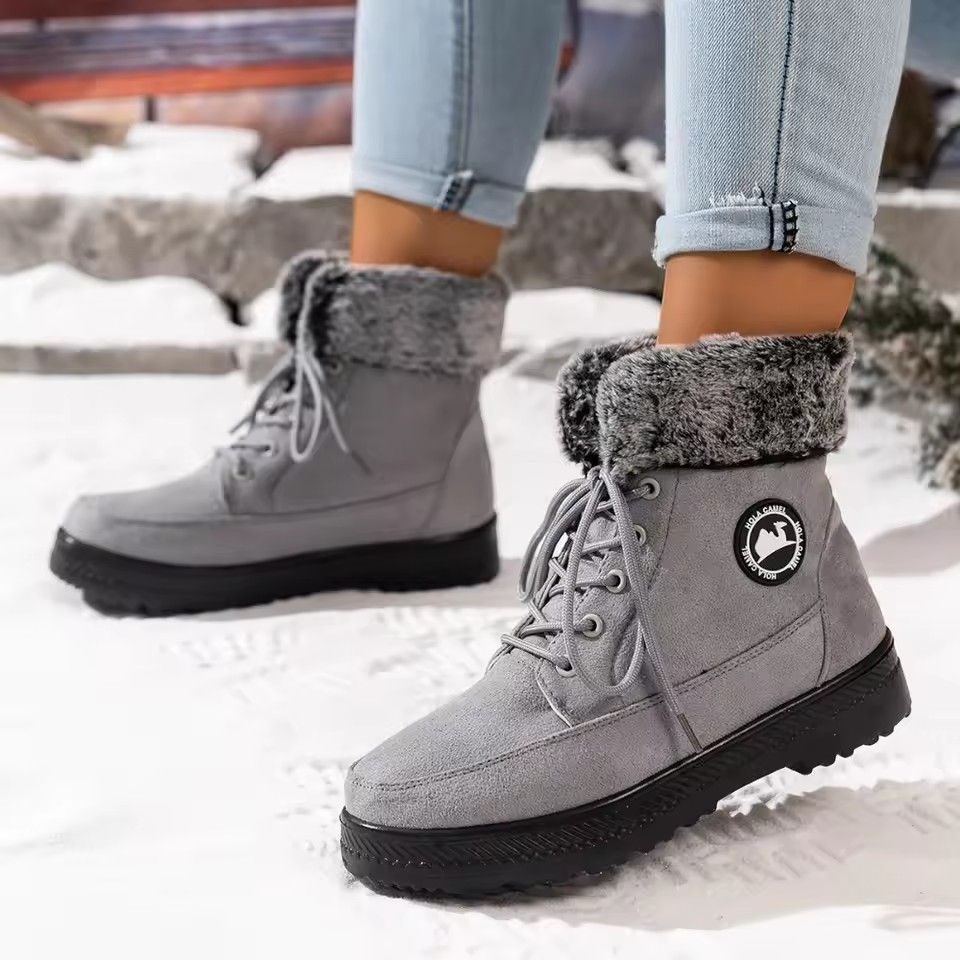 Women'S Warm Fall Winter Boots Solid Color Casual Fashion Boots Stylish High Quality Round Toe Thick Bottom Boots Women'S Boots