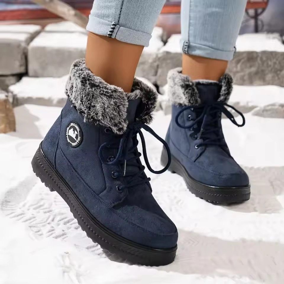 Women'S Warm Fall Winter Boots Solid Color Casual Fashion Boots Stylish High Quality Round Toe Thick Bottom Boots Women'S Boots