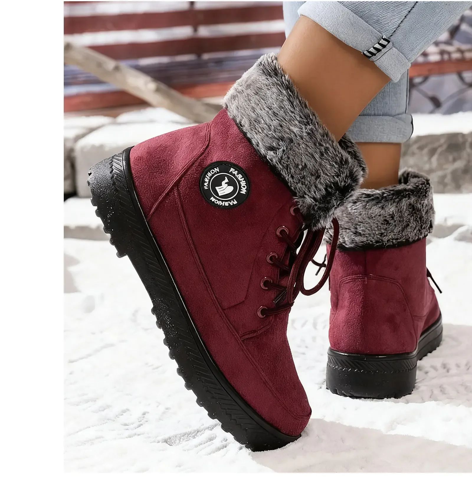 Women'S Warm Fall Winter Boots Solid Color Casual Fashion Boots Stylish High Quality Round Toe Thick Bottom Boots Women'S Boots