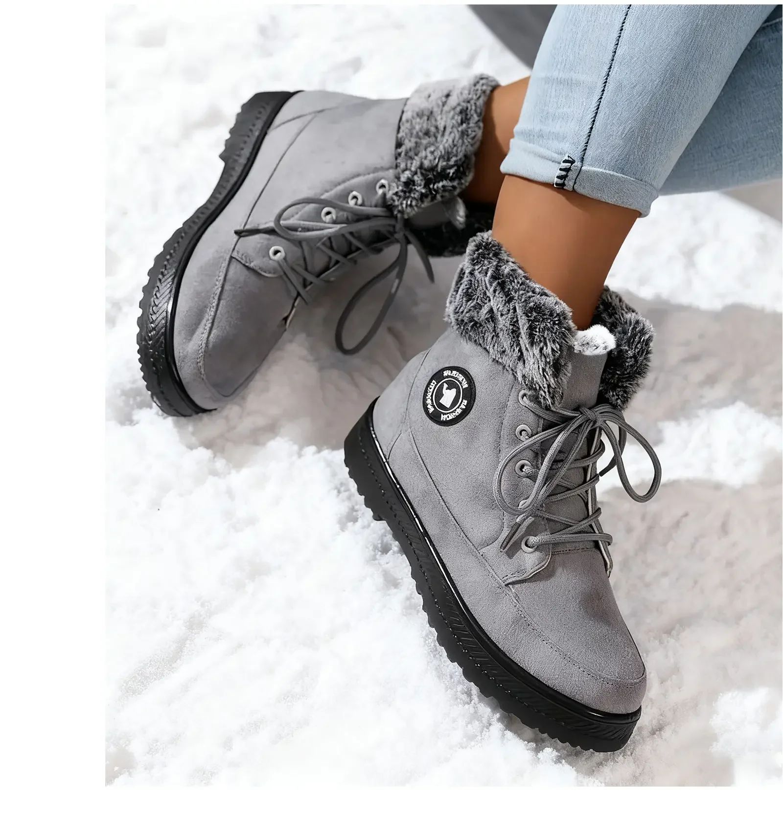 Women'S Warm Fall Winter Boots Solid Color Casual Fashion Boots Stylish High Quality Round Toe Thick Bottom Boots Women'S Boots