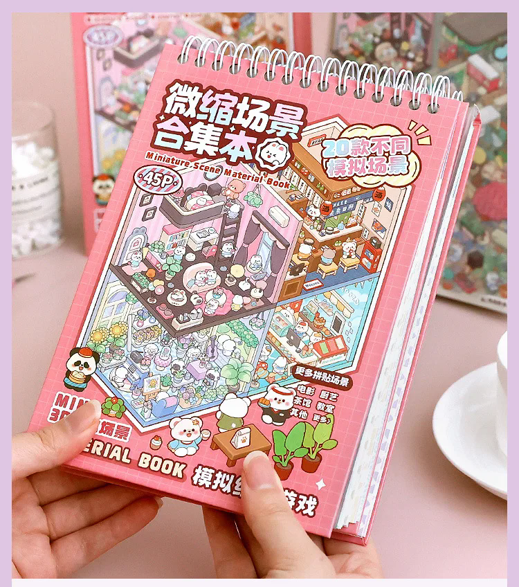 6-20in1 Scene Stickers 3d Book Cartoon for Diy Handbook Students Back-To-School Gift Miniature Landscape Collection Sticker Book