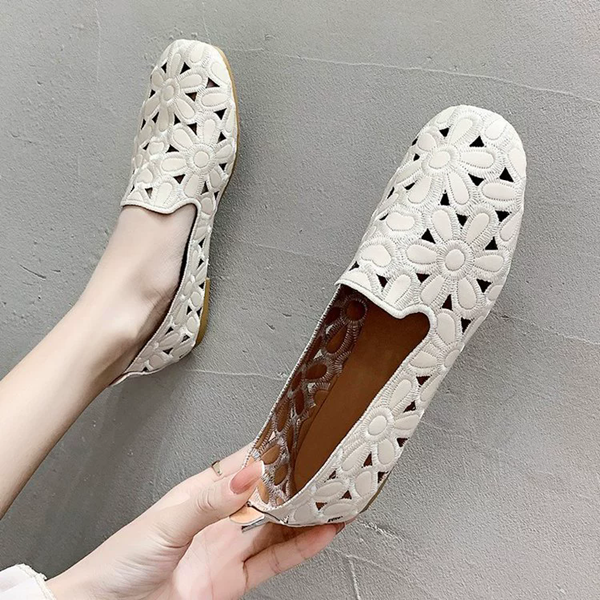 Size 35-42 Square Toe Summer Shoes for Women Embroidery Designer Shoes Soft Slipon Loafers Moccasin Leisure Women's Ballet Flats