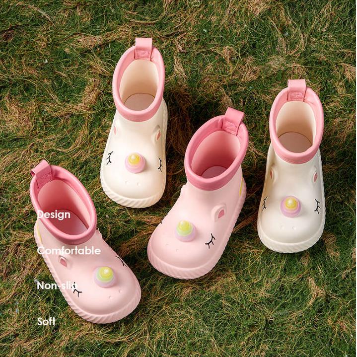 Children Rain Boots Baby Boys Girl Non-slip Outdoor Cartoon Cute Rain Boots Kids Non-slip Rubber Waterproof Shoes Water Shoes