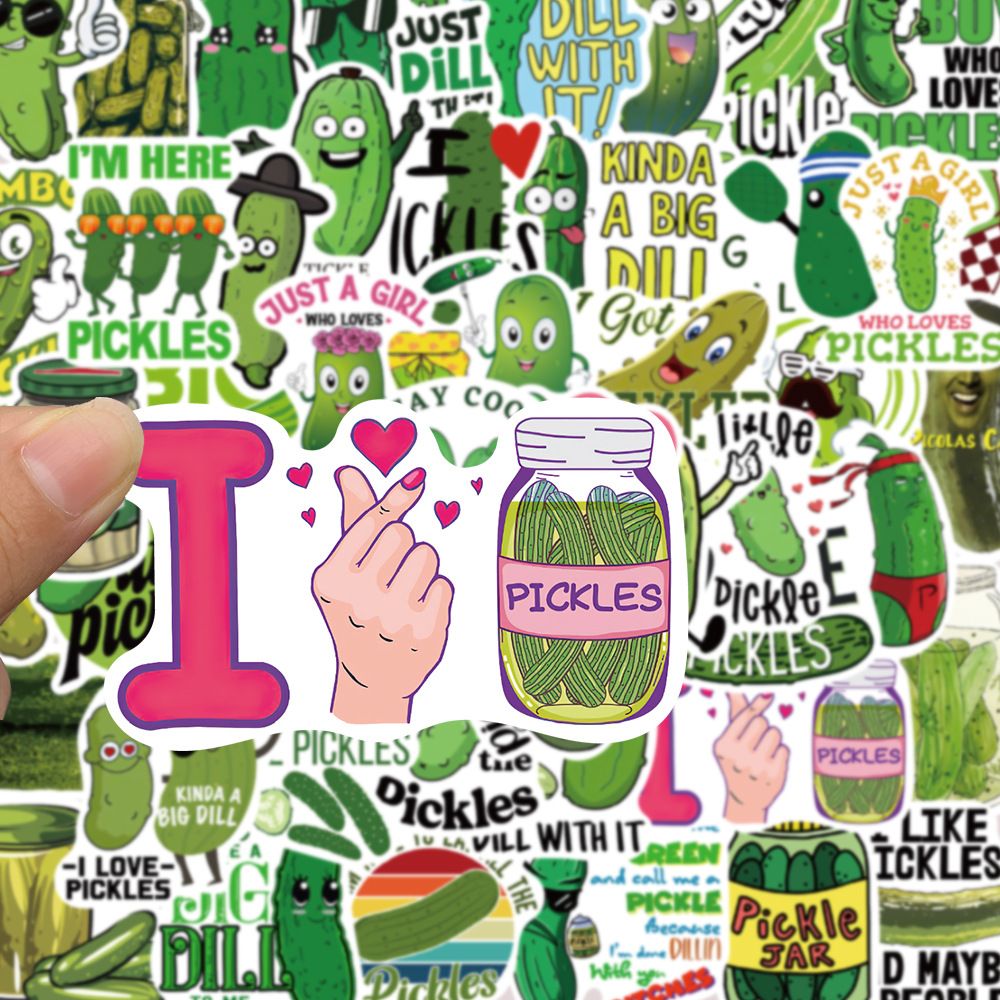 50PCS Cartoon Pickle Stickers - Waterproof Decor for Luggage, Notebook & Guitar RecordingYourLife Store