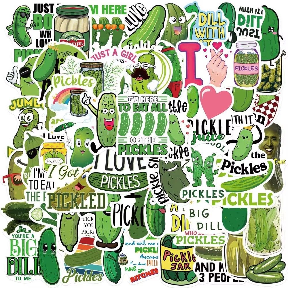 50PCS Cartoon Pickle Stickers - Waterproof Decor for Luggage, Notebook & Guitar RecordingYourLife Store