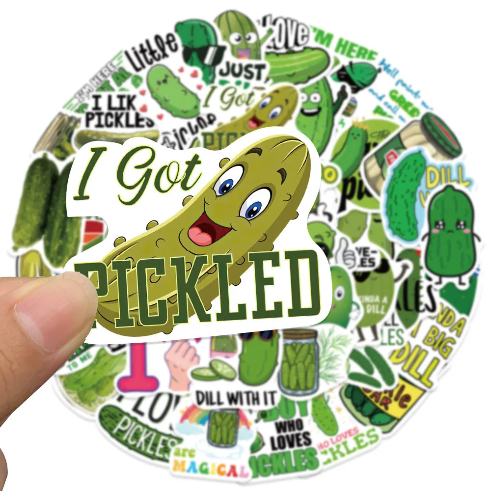 50PCS Cartoon Pickle Stickers - Waterproof Decor for Luggage, Notebook & Guitar RecordingYourLife Store
