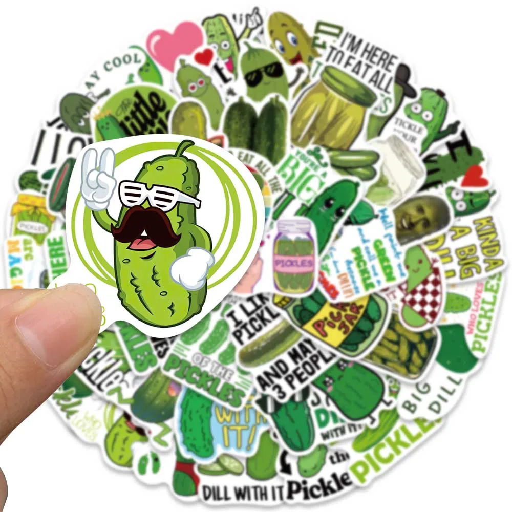 50PCS Cartoon Pickle Stickers - Waterproof Decor for Luggage, Notebook & Guitar RecordingYourLife Store
