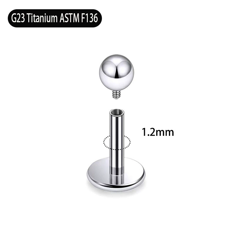 7 Pcs F136 Titanium Earrings Pentagram Heart Cross Lightning Bolt Internal Thread  Nose Stud Lip Stud Body Piercing Jewelry