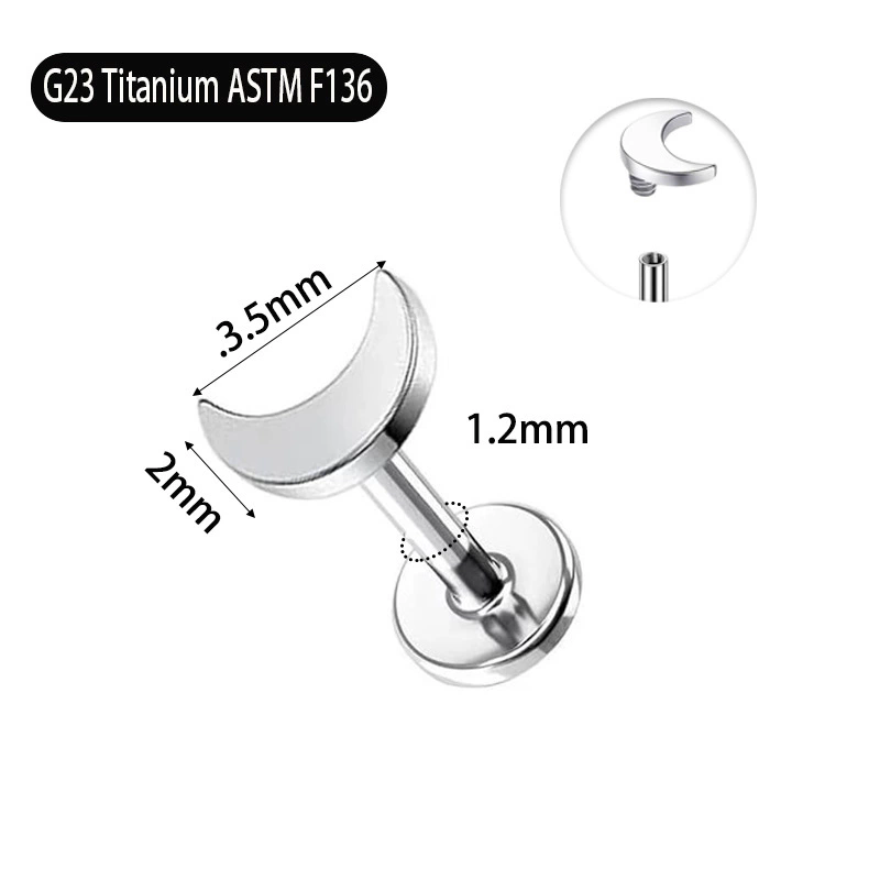 7 Pcs F136 Titanium Earrings Pentagram Heart Cross Lightning Bolt Internal Thread  Nose Stud Lip Stud Body Piercing Jewelry