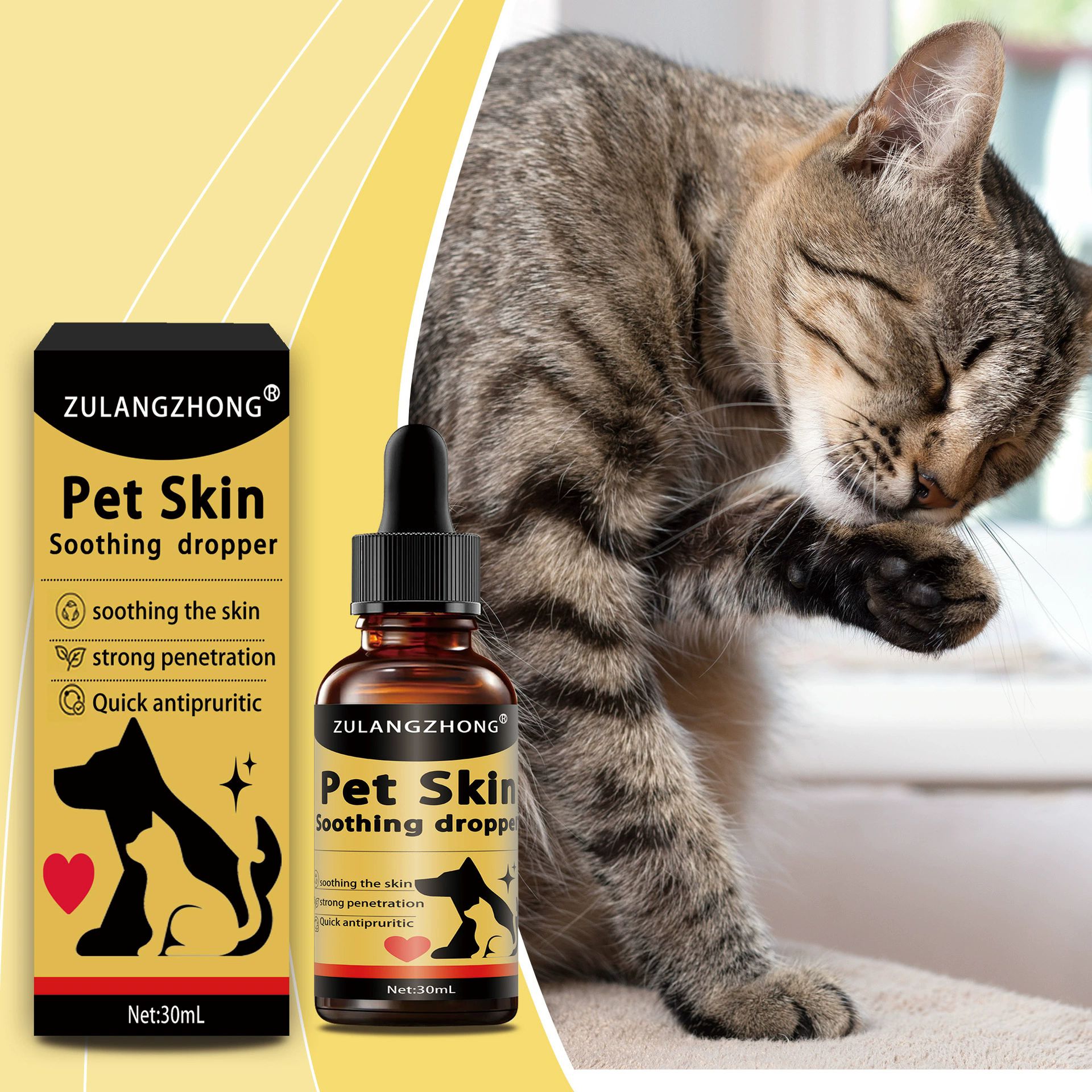 Pet Skin Care DropletsGentle Formula Soothing Discomfort Relief Vet Recommended for Dogs Cats All Breeds Daily Use