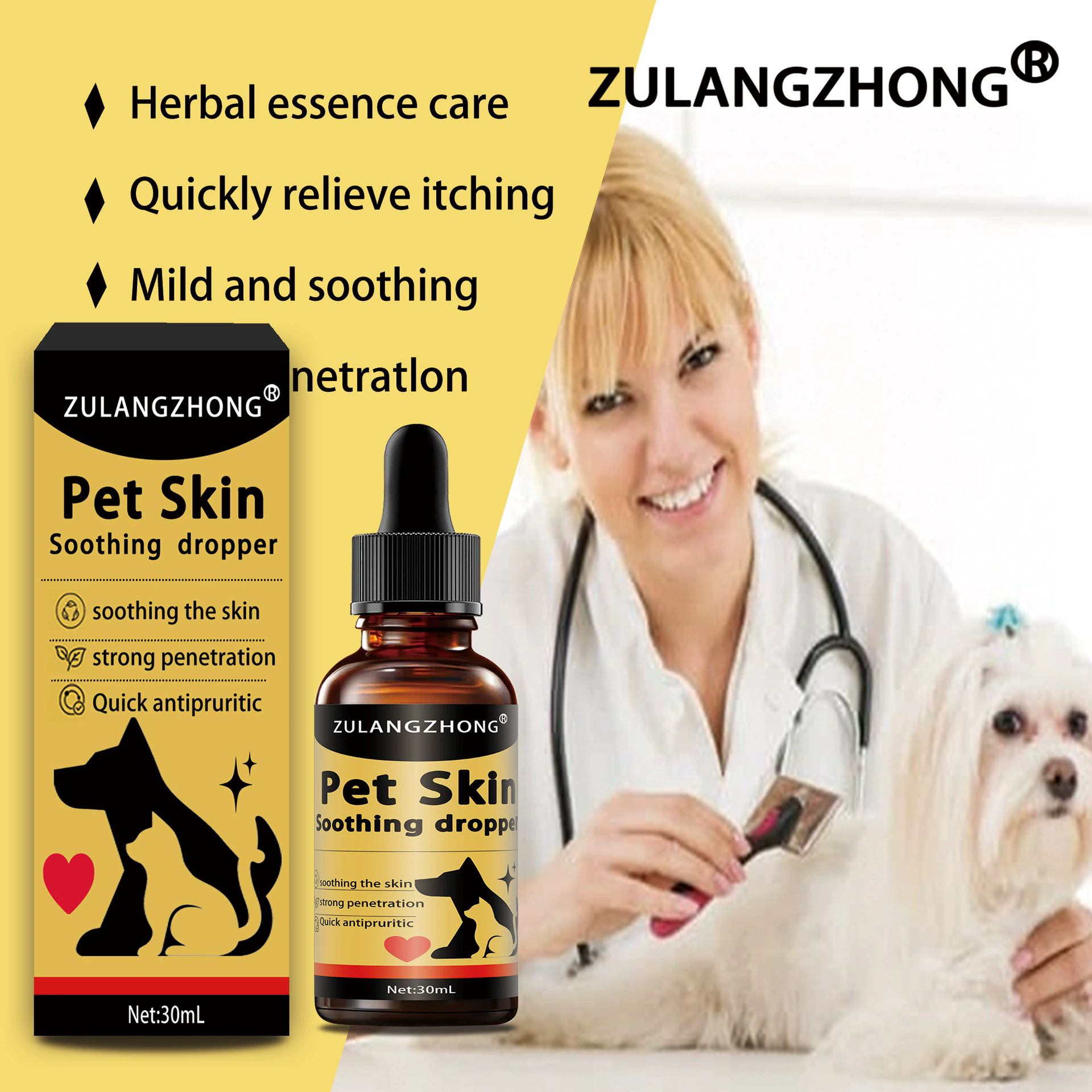 Pet Skin Care DropletsGentle Formula Soothing Discomfort Relief Vet Recommended for Dogs Cats All Breeds Daily Use