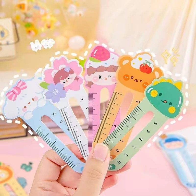 50PCS    Cute Cartoon Animal Styling 2-in-1 Ruler Bookmark Set - Creative Stationery, Reading Gift for Kids Students