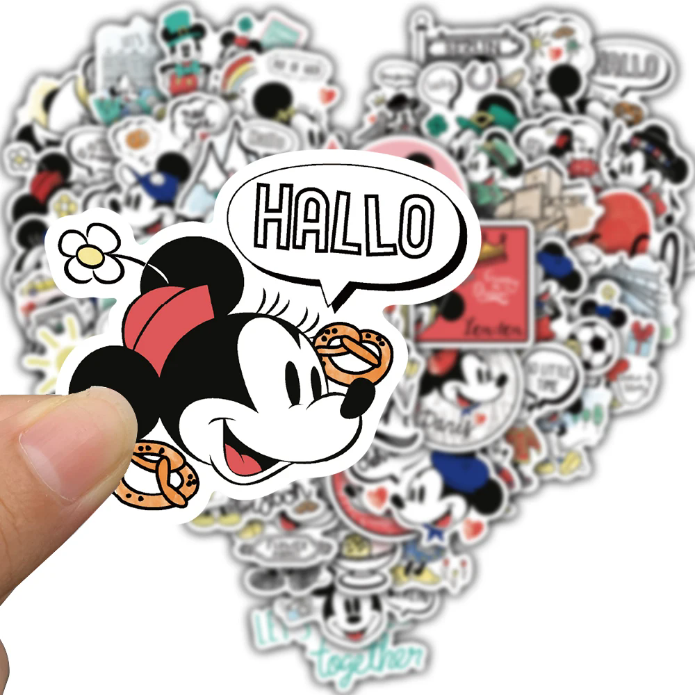50PCS   Mickey outfit Stickers Disney Decorative Coffee Laptop Bicycle Waterproof Phone Aesthetic Casual Stationery Card Sticker