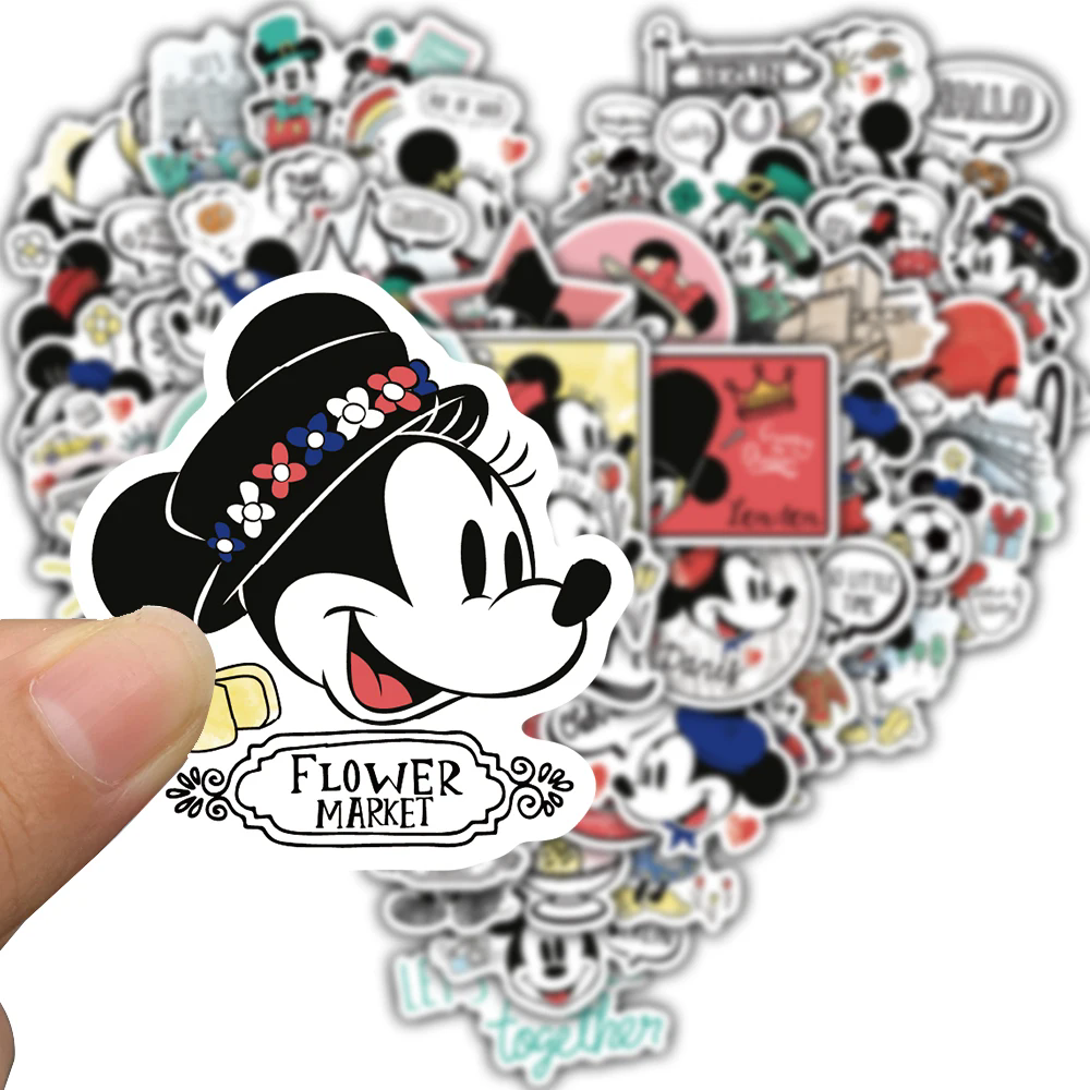50PCS   Mickey outfit Stickers Disney Decorative Coffee Laptop Bicycle Waterproof Phone Aesthetic Casual Stationery Card Sticker