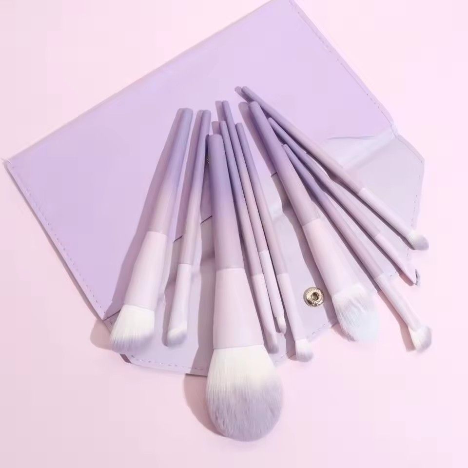 10Pcs Fashion Super Soft Makeup Brush Set Synthetic Hair Easy to Clean Blush Brush Edge Eyeliner Brush Foundation Blending Tool