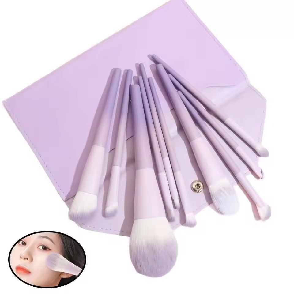 10Pcs Fashion Super Soft Makeup Brush Set Synthetic Hair Easy to Clean Blush Brush Edge Eyeliner Brush Foundation Blending Tool