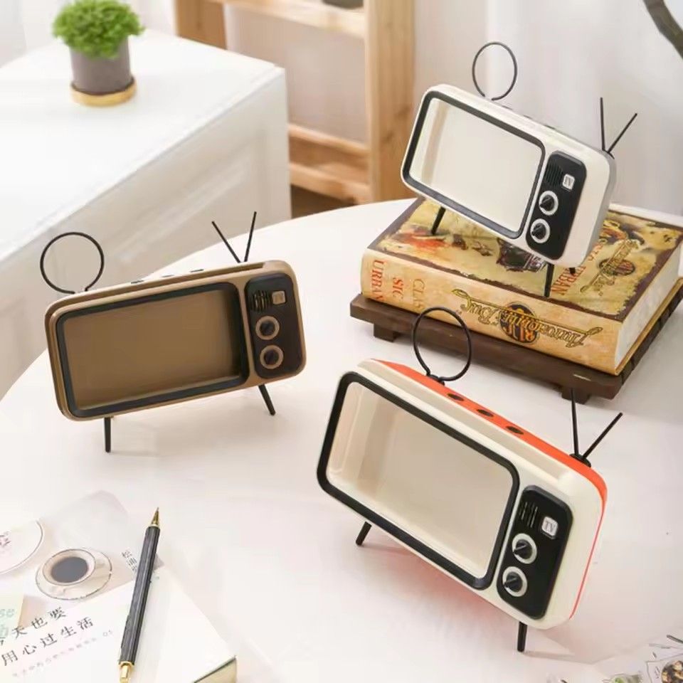 Eco-friendly Phone Stand Creative Fall Resistant Universal Retro TV Mobile Phone Holder Stand Phone Holder Decorative