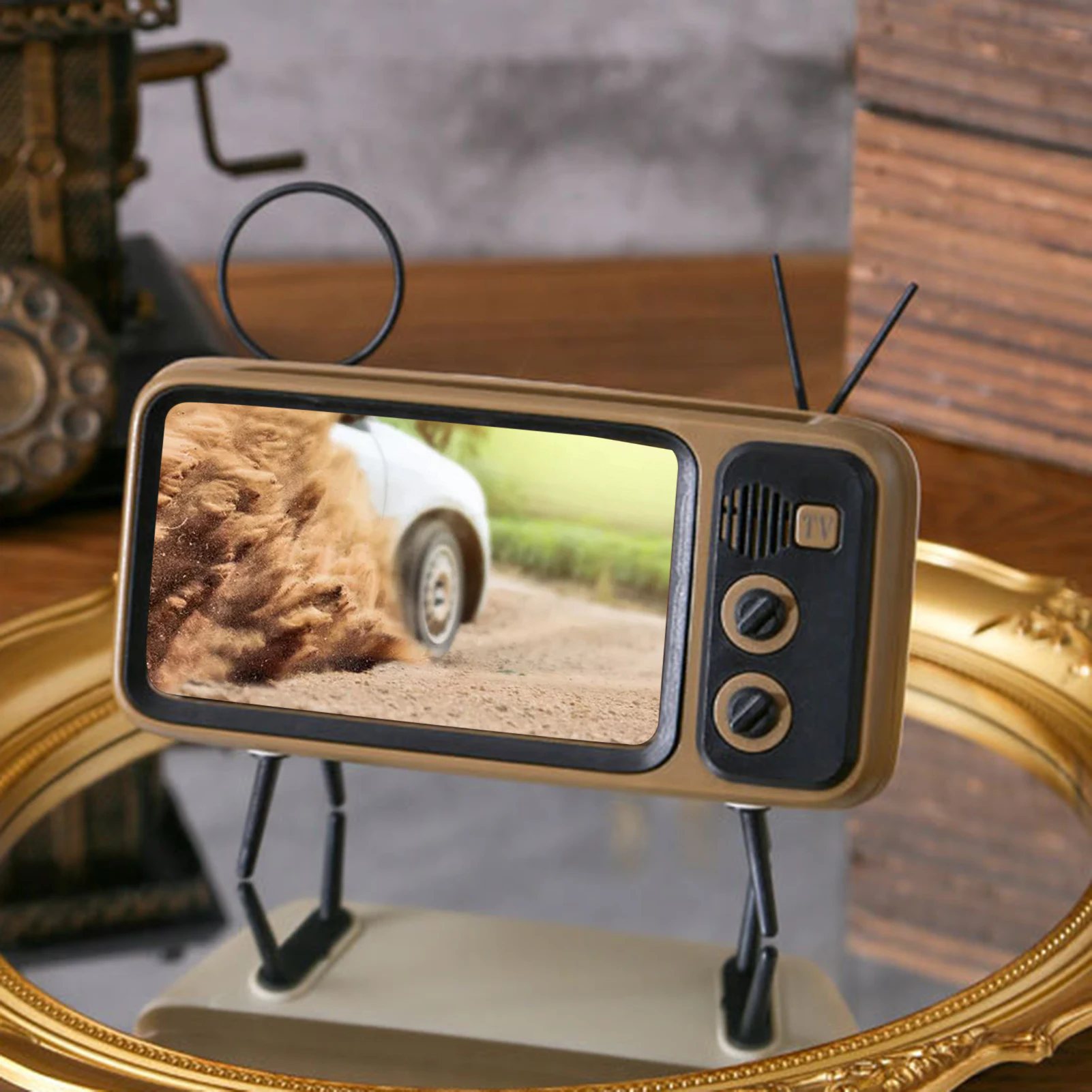Eco-friendly Phone Stand Creative Fall Resistant Universal Retro TV Mobile Phone Holder Stand Phone Holder Decorative