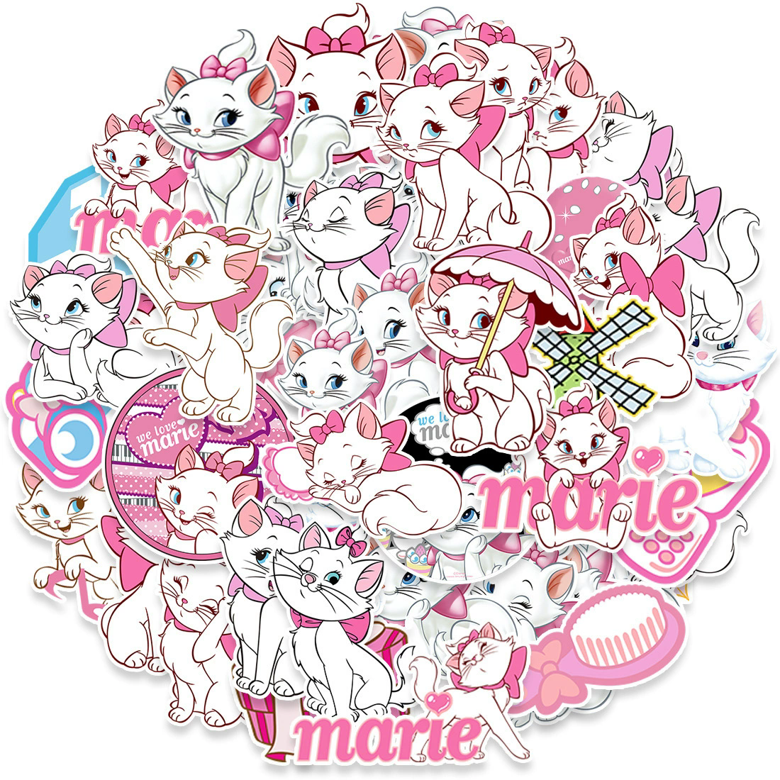 50PCS    Cartoon pink Christmas graffiti stickers, cute holiday decorations, stationery, luggage stickers