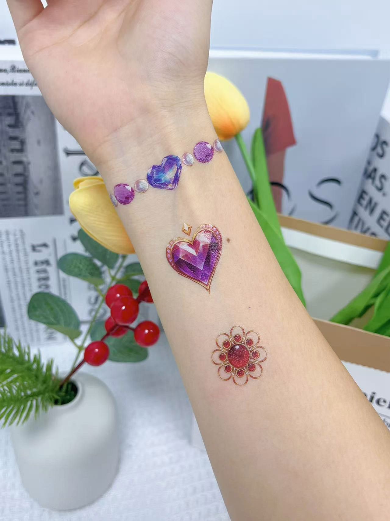 Children's Stationery Stickers Cartoon Tattoo Sticker Set 3 Cartoon Dream Themed Book Gemstone Decoration Stickers Quiet Book