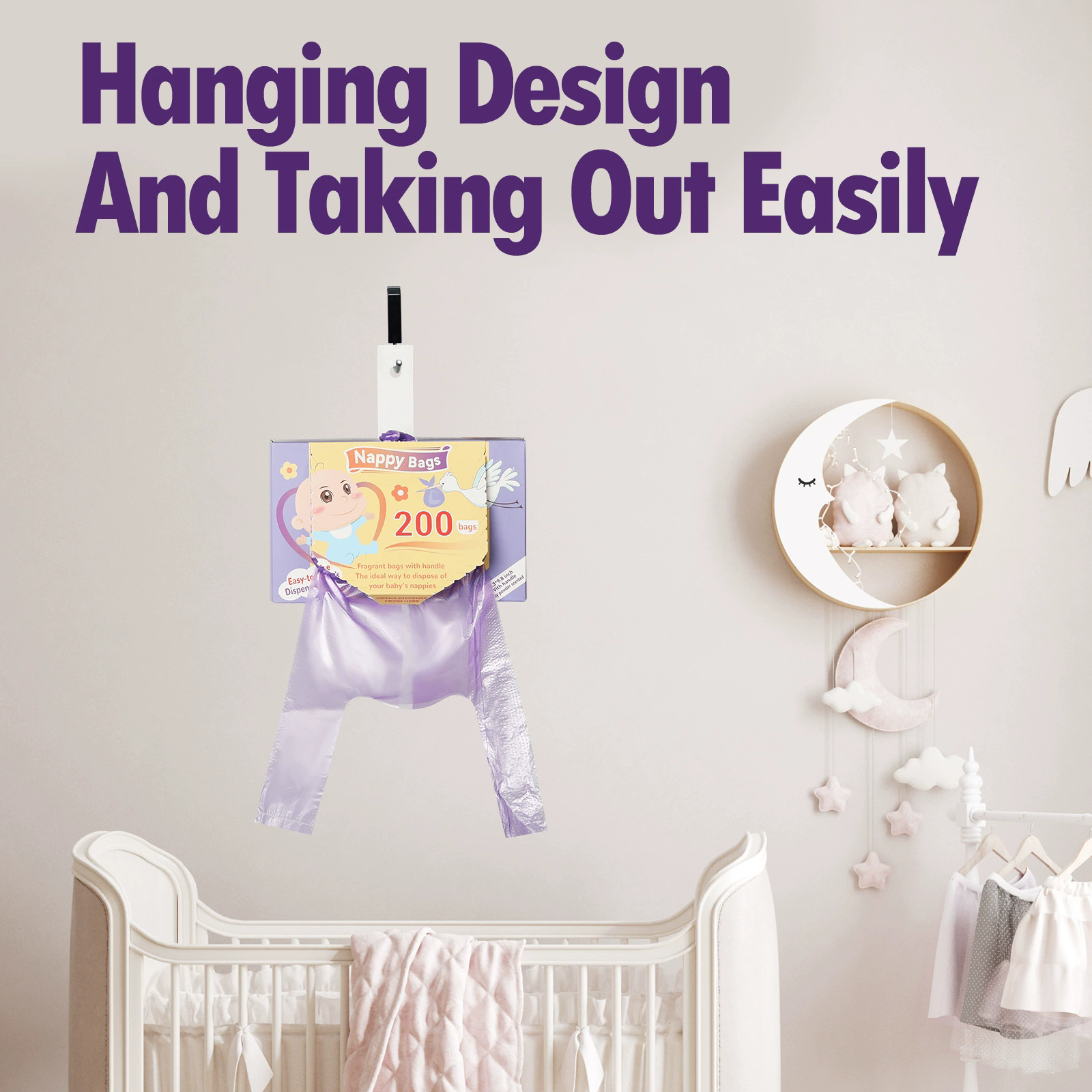 Portable Garbage Bag Disposable Nappy Bags Scented Hygiene Bags For Diaper Disposal Or Feminine Products 100pcs