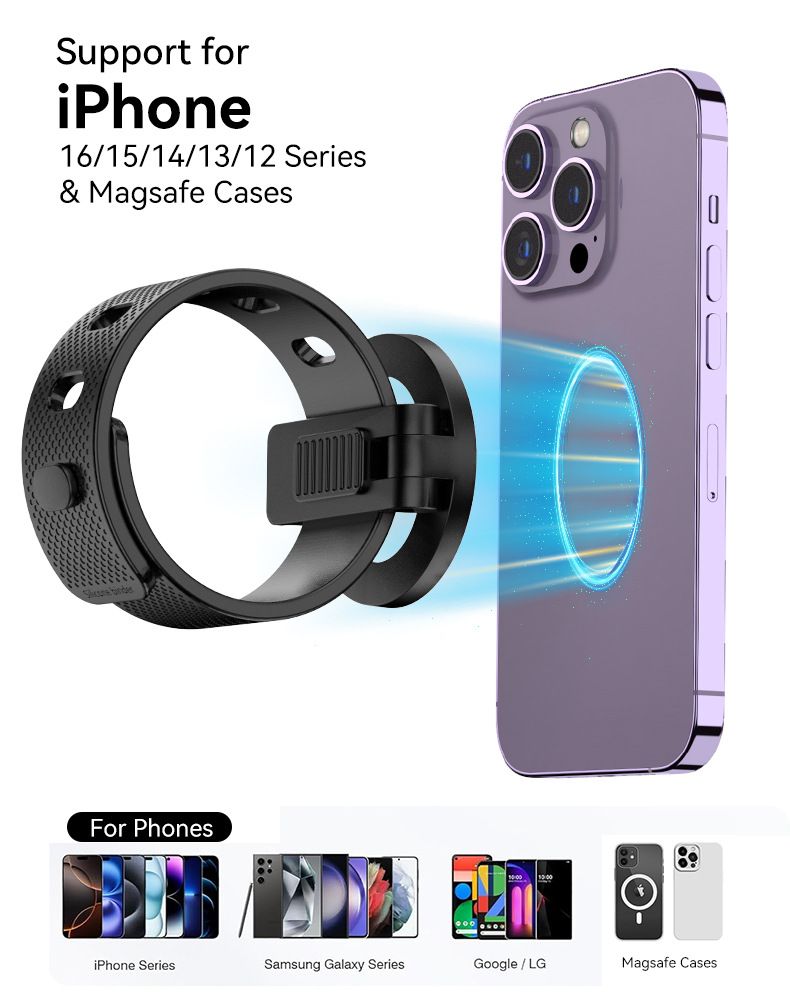 Silicone Magnetic Phone Holder Adjustable Gym/Cart/Bike Mount for Sports & Navigation 360 Rotation Portable Phone Holder