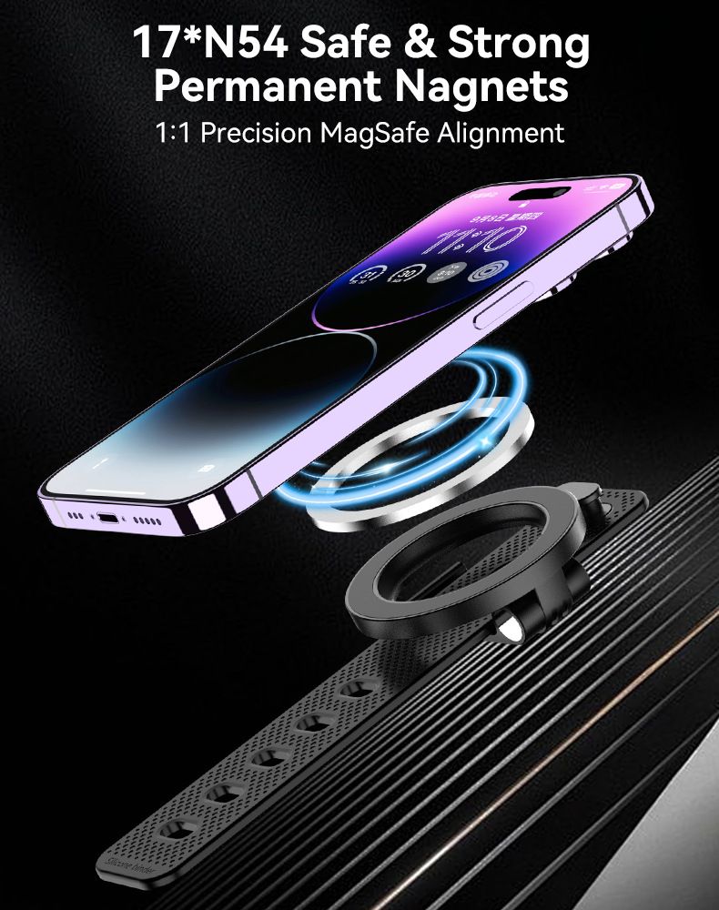 Silicone Magnetic Phone Holder Adjustable Gym/Cart/Bike Mount for Sports & Navigation 360 Rotation Portable Phone Holder