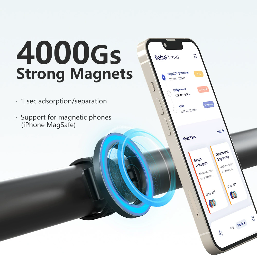 Silicone Magnetic Phone Holder Adjustable Gym/Cart/Bike Mount for Sports & Navigation 360 Rotation Portable Phone Holder