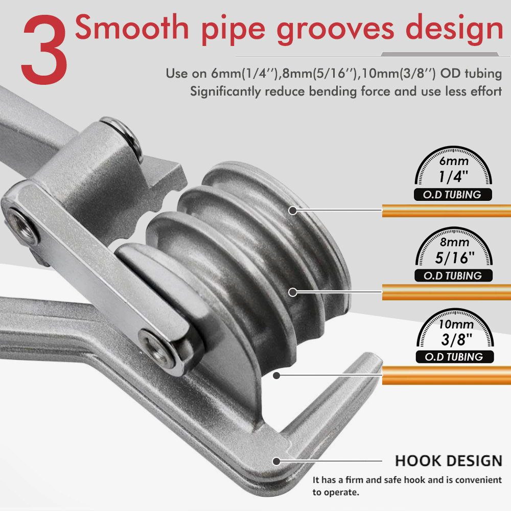 Pipe Tube Bender 180 For Imperial 3/8 1/4 5/16 Copper Thin Steel Pipes Metric Bending Machine Lightweight Portable Metal Proces