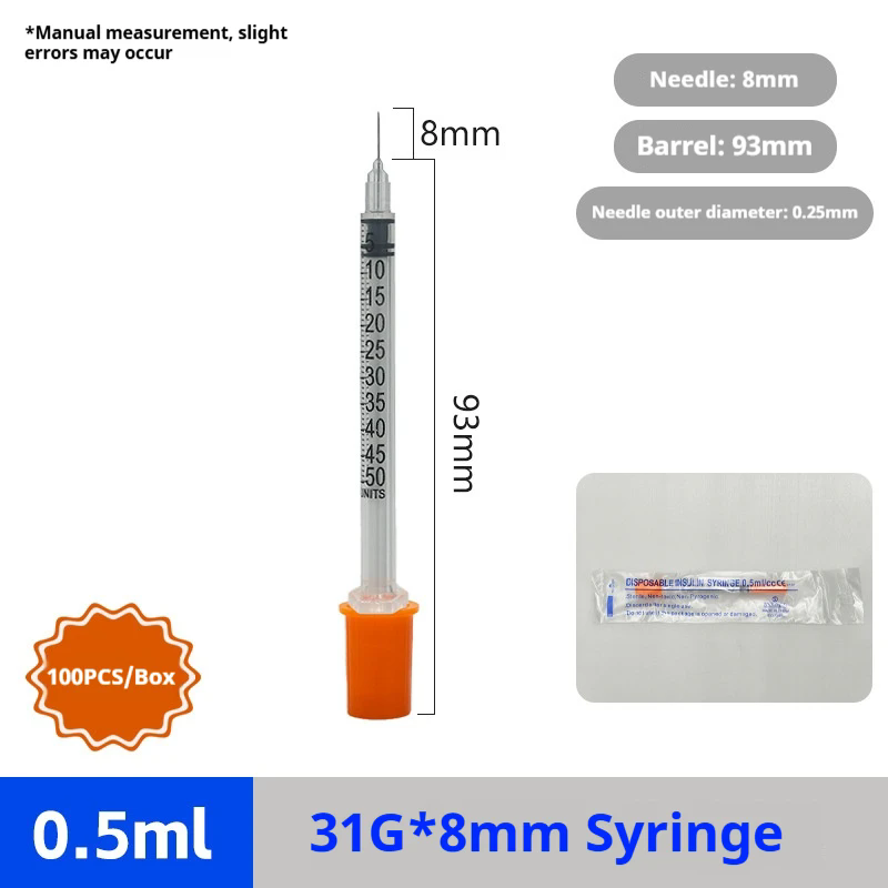 10PCS/box 1ml 30G*8mm Disposable Plastic Veterinary Syringe Orange Cap Sterile Insulin Syringe With Needles For Pet Farm Animal