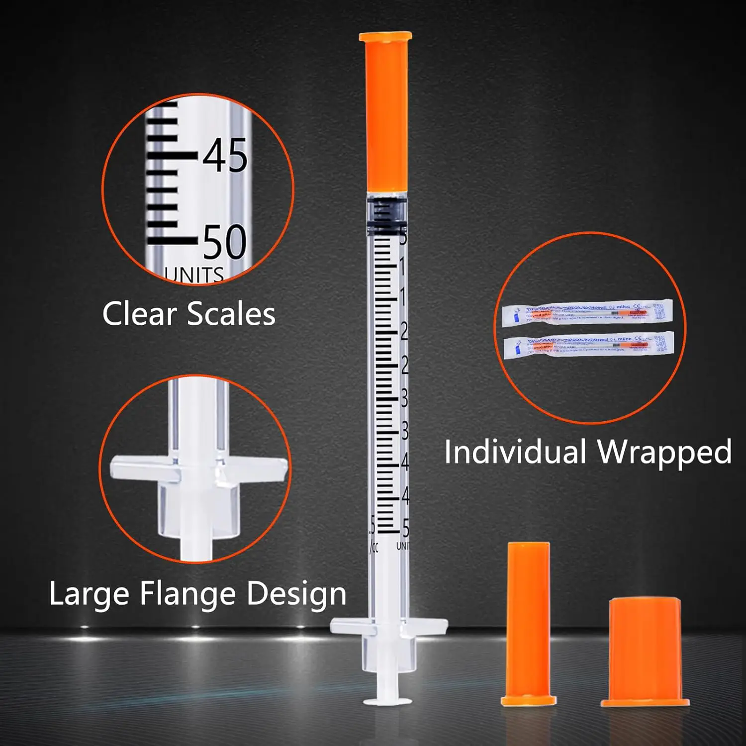 10PCS/box 1ml 30G*8mm Disposable Plastic Veterinary Syringe Orange Cap Sterile Insulin Syringe With Needles For Pet Farm Animal