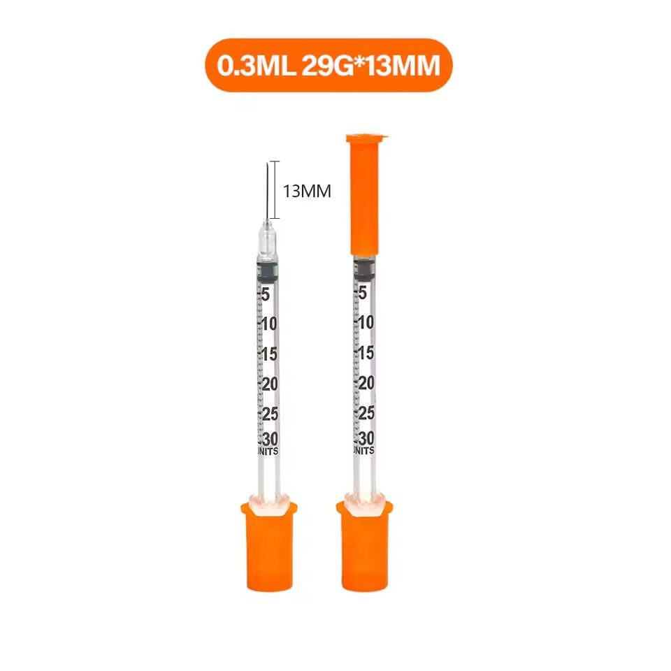 10PCS/box 1ml 30G*8mm Disposable Plastic Veterinary Syringe Orange Cap Sterile Insulin Syringe With Needles For Pet Farm Animal