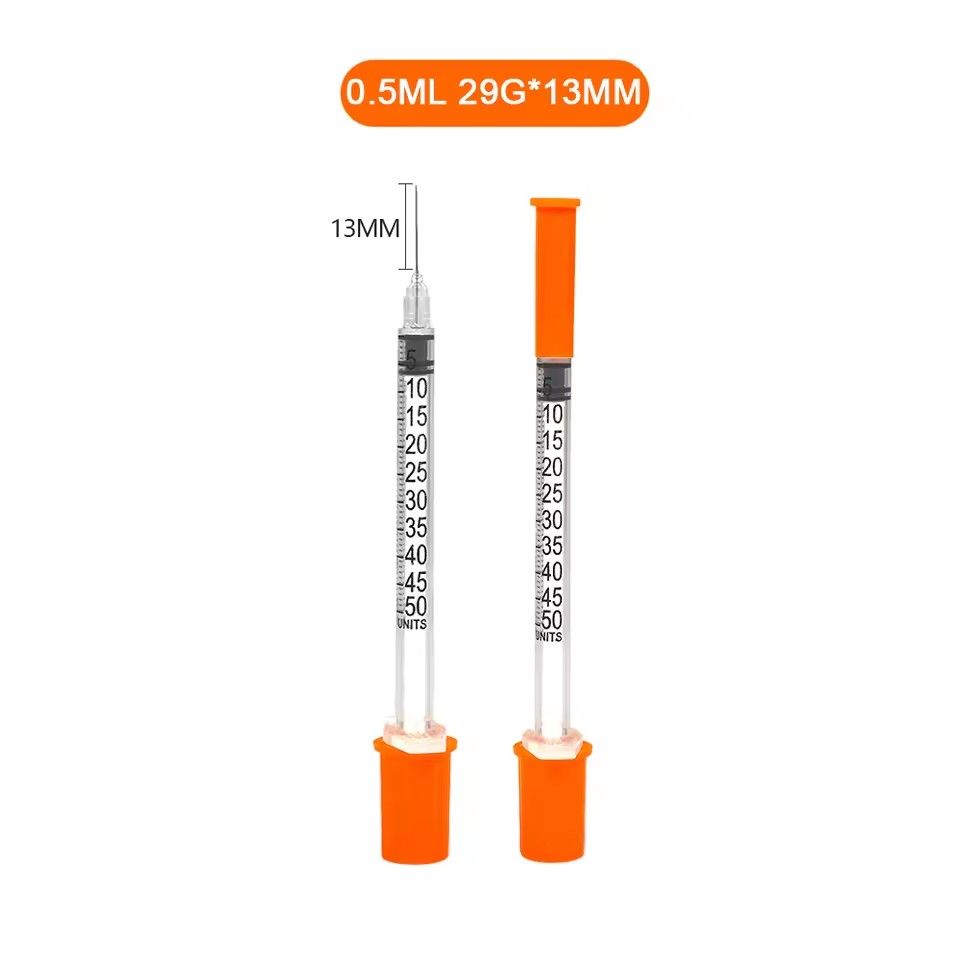 10PCS/box 1ml 30G*8mm Disposable Plastic Veterinary Syringe Orange Cap Sterile Insulin Syringe With Needles For Pet Farm Animal
