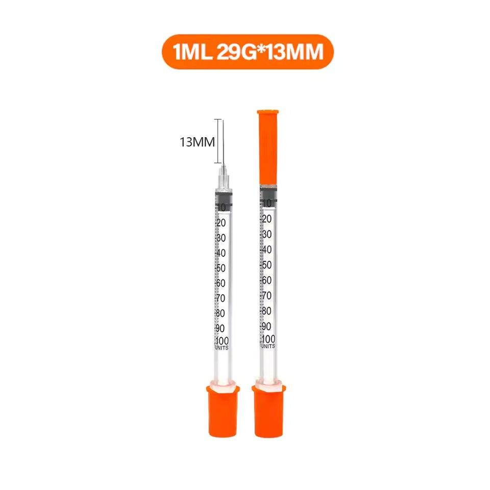 10PCS/box 1ml 30G*8mm Disposable Plastic Veterinary Syringe Orange Cap Sterile Insulin Syringe With Needles For Pet Farm Animal