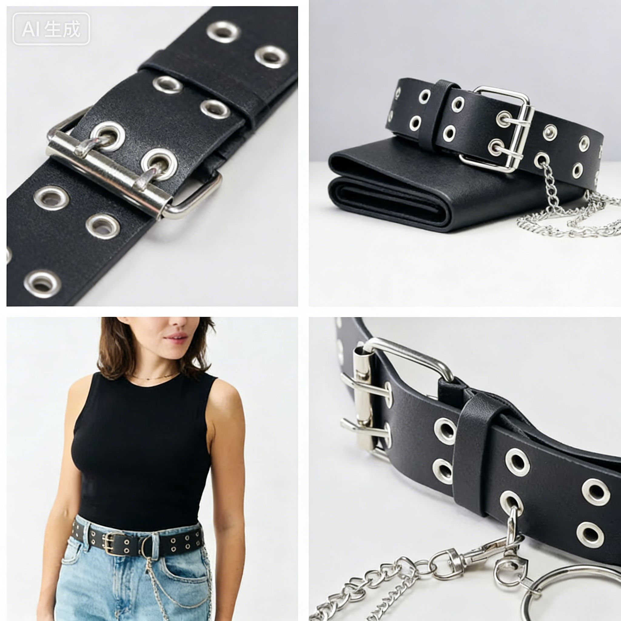 Fashion PU Women Belts Chain Luxury for Genuine Leather New Style Pin Buckle Jeans Decorative Ladies Retro Decorative Punk