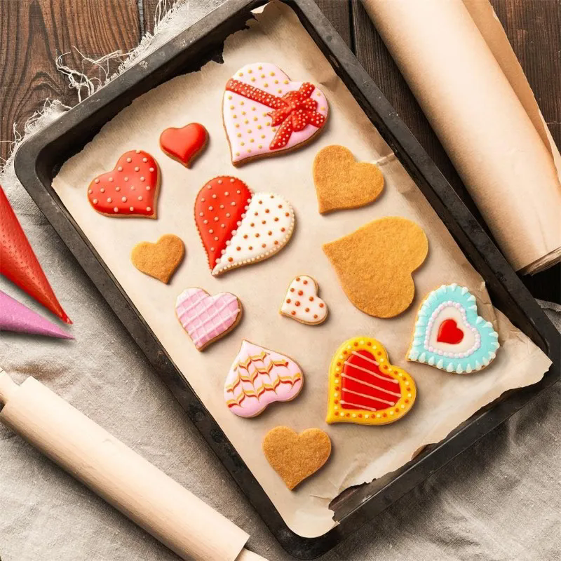 Heart Cookie Cutter Mould Stainless Steel Love Heart Shaped Fondant Biscuit Mold for Valentines Day Gift Cake Decor Baking Tools