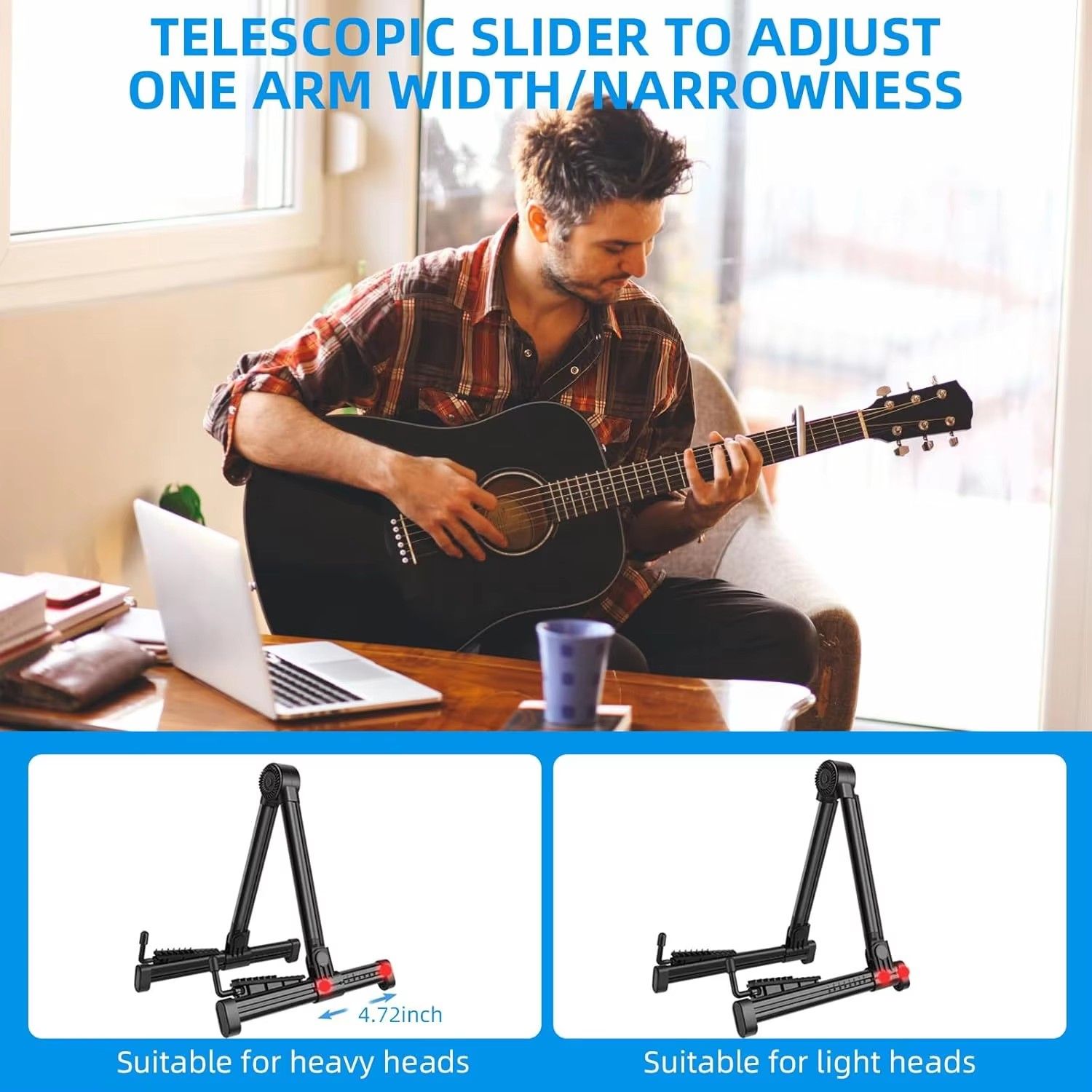 Miwayer Guitar Stand Folding A Frame Floor Universal ABS for Acoustic Classical Electric Bass Guitars Banjo Ukulele Portable