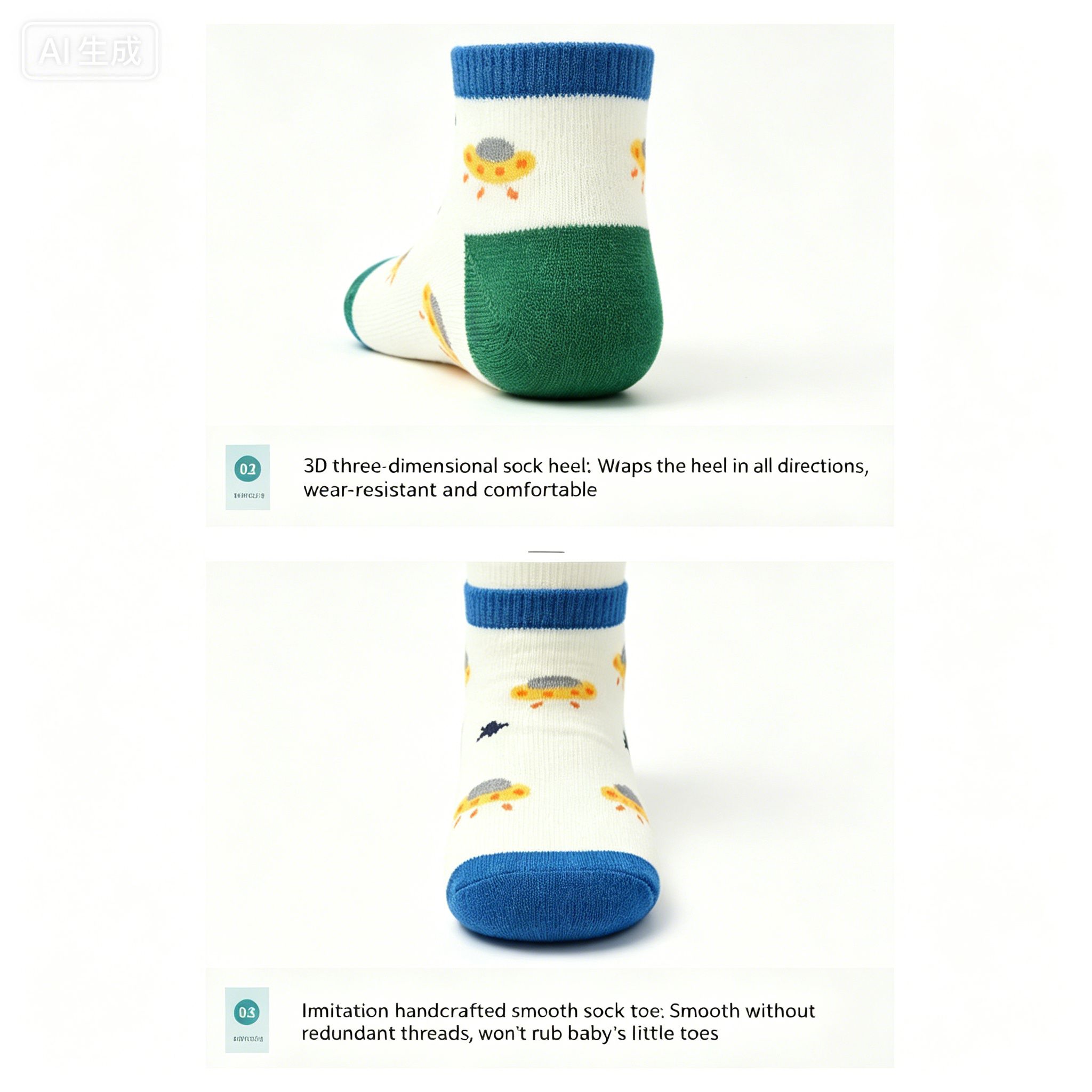 Children's cartoon anti slip adhesive socks, anti slip breathable children's socks