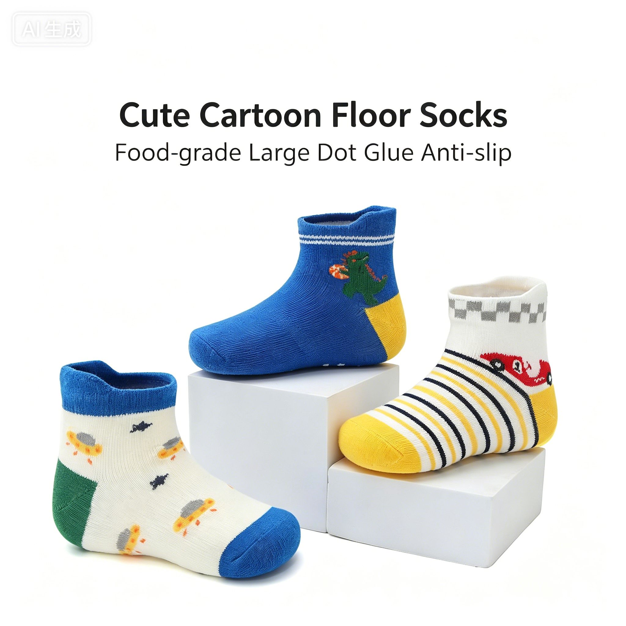 Children's cartoon anti slip adhesive socks, anti slip breathable children's socks