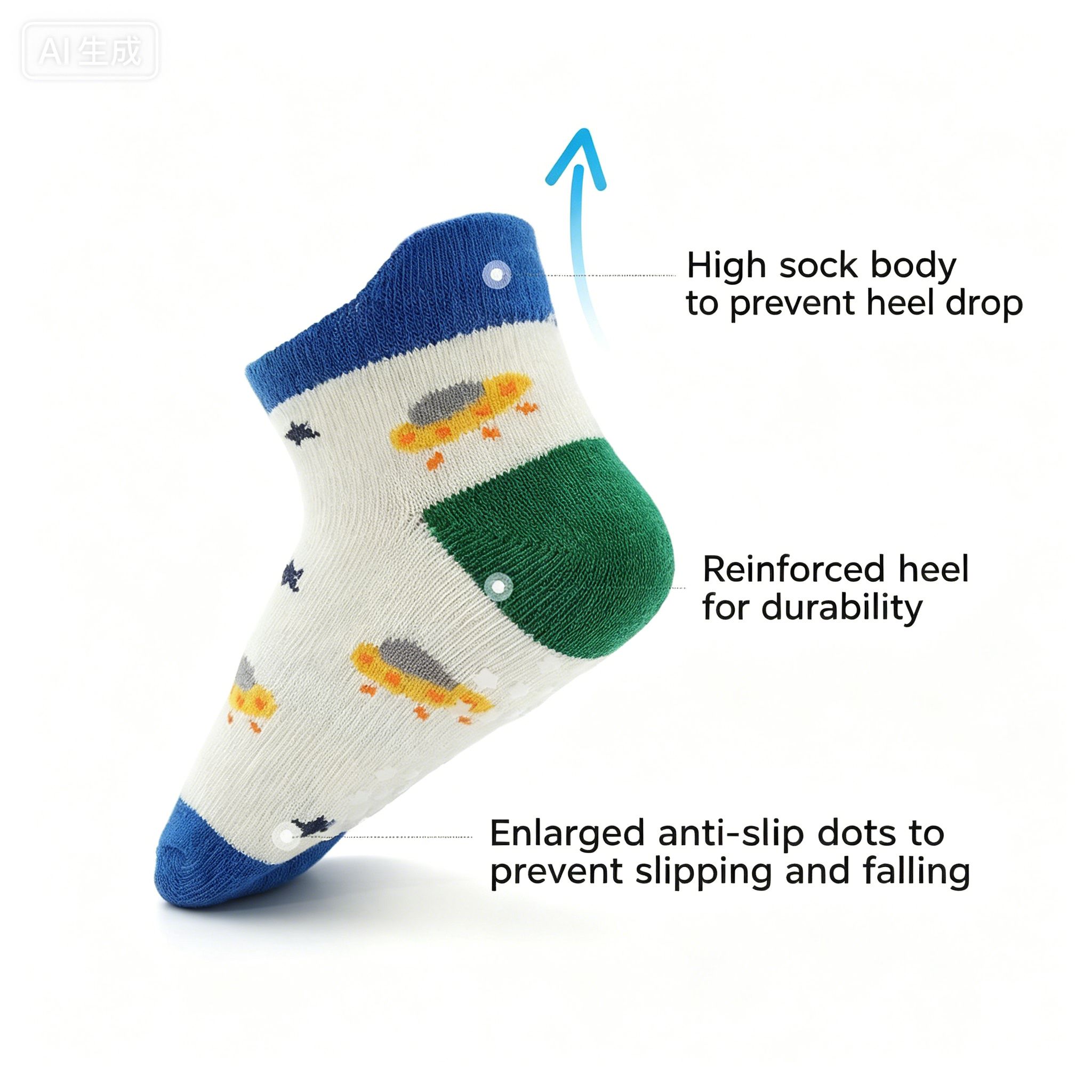 Children's cartoon anti slip adhesive socks, anti slip breathable children's socks