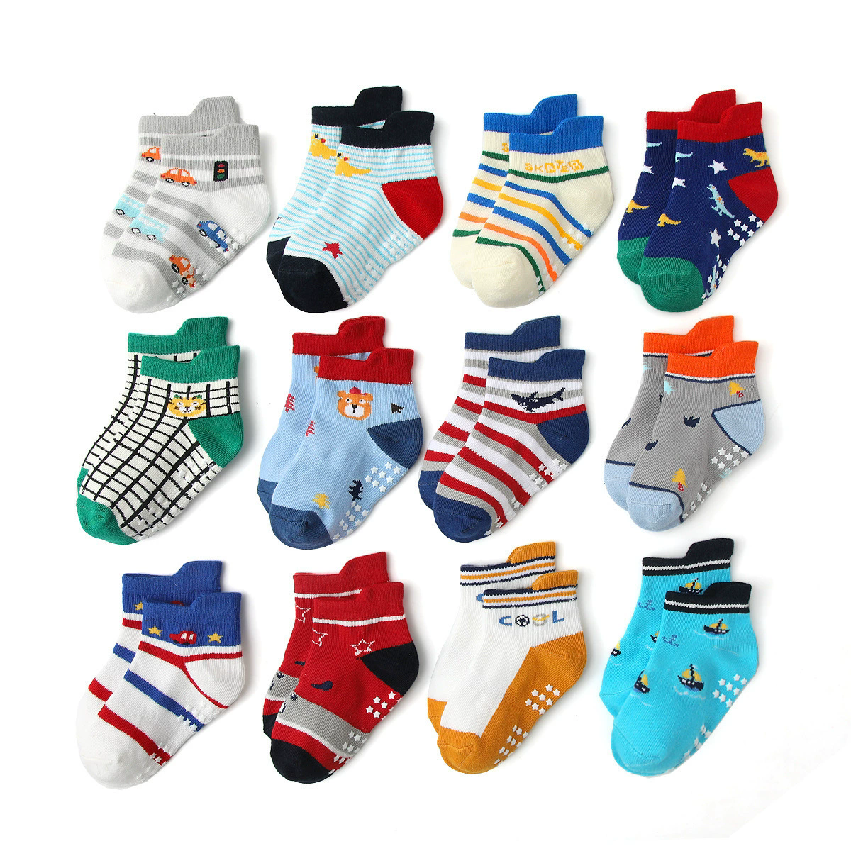 Children's cartoon anti slip adhesive socks, anti slip breathable children's socks