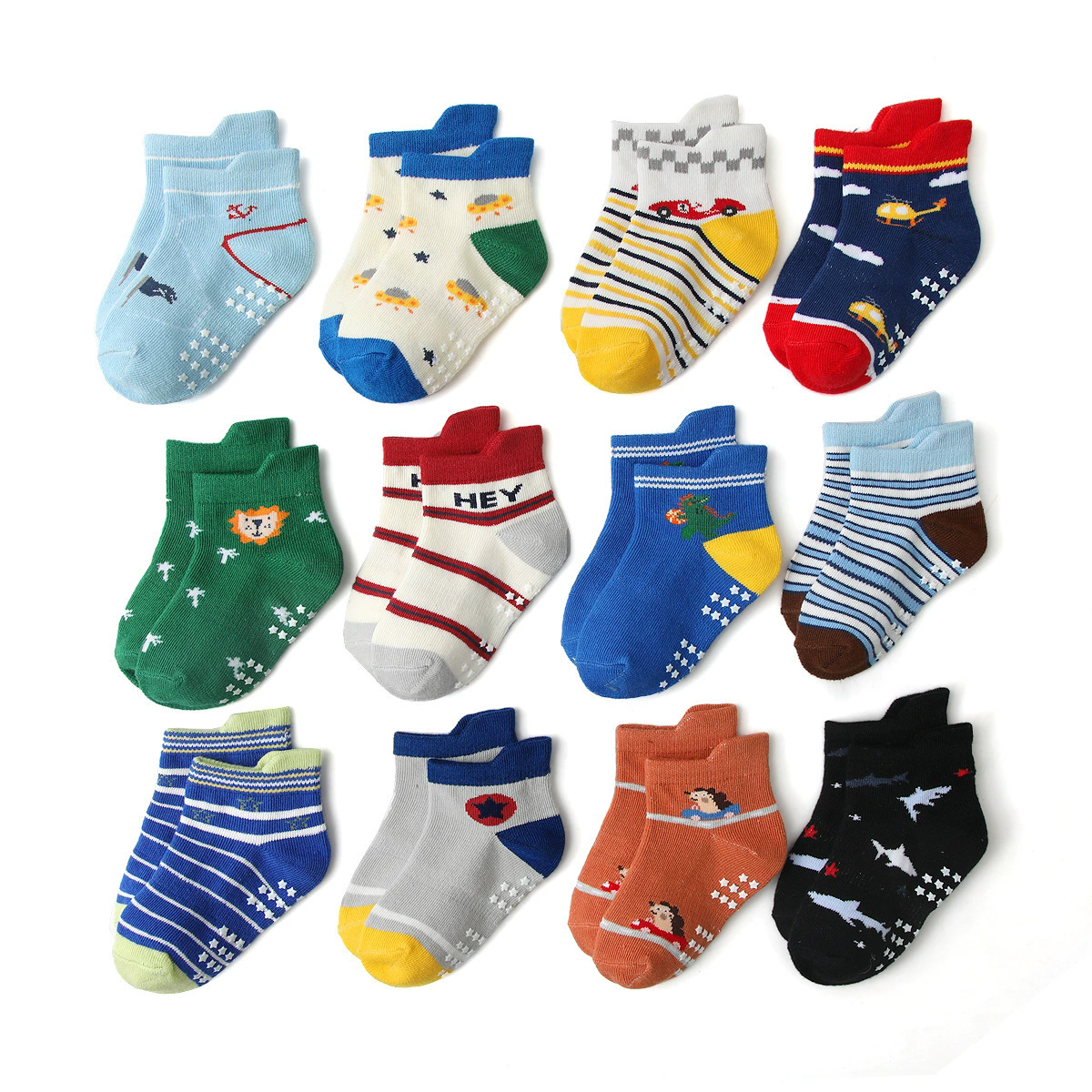 Children's cartoon anti slip adhesive socks, anti slip breathable children's socks