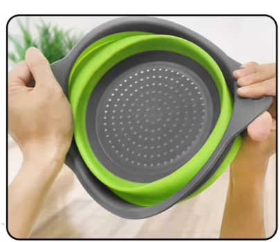 Silicone Round Folding Vegetable Fruits Washing Drain Basket Colander Strainer Collapsible Drainer Kitchen Tool Cookware Sets Cooking