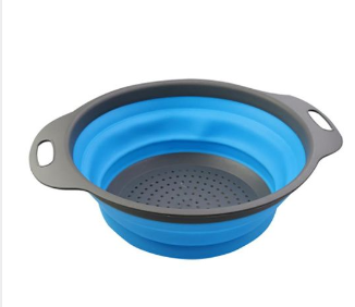 Silicone Round Folding Vegetable Fruits Washing Drain Basket Colander Strainer Collapsible Drainer Kitchen Tool Cookware Sets Cooking