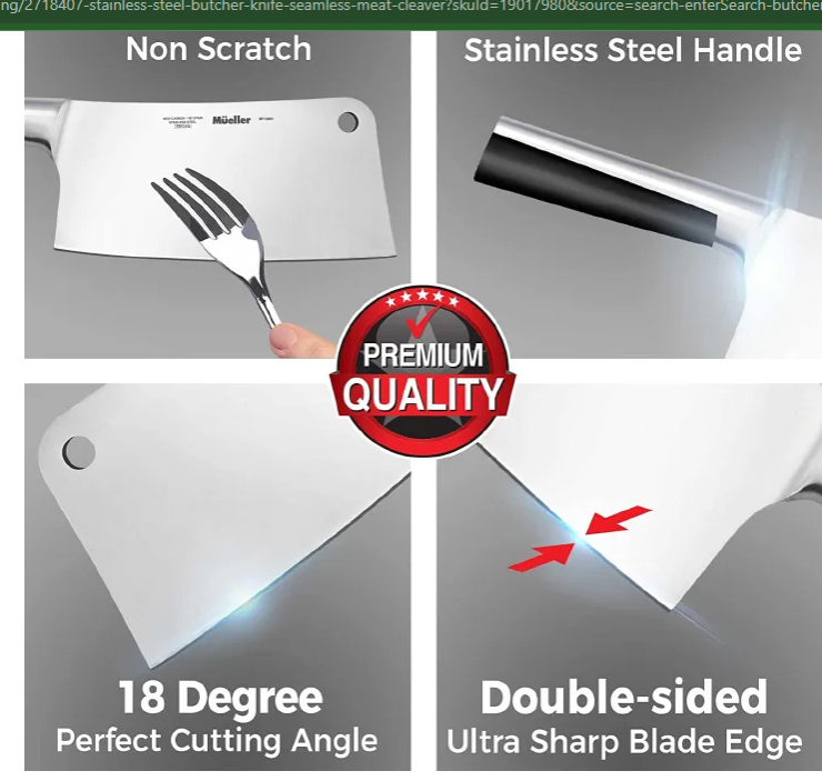 Stainless Steel Butcher Knife Seamless Meat Cleaver