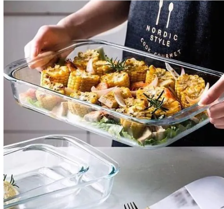 Rectangular Glass Baking Tray 3 Pcs SetHigh quality, Heat resistant, Aesthetically pleasing, East to clean, Oven, microwave, freezer and dishwasher safe. WHAT’S IN THE BOX 1L,1.6L,2.2L baking tray