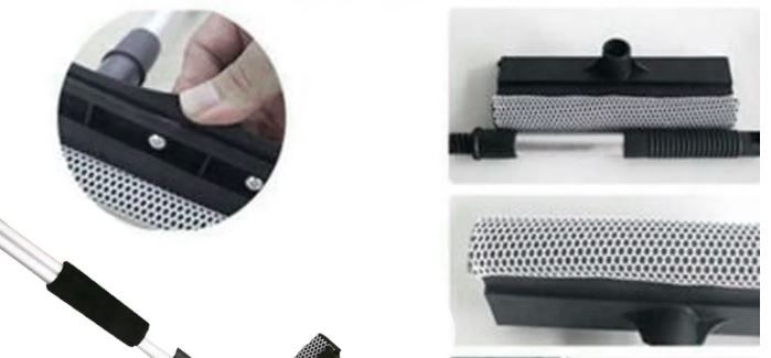 Adjustable Home Or Car Window Cleaning Brush Windshield Squeegee Scraper Wiper With Detachable Long Handle Rubber Squeegee And Cleaner