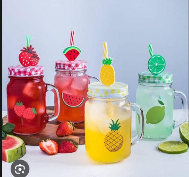 stylish glass Mason Jar smoothie Cup + free plastic re-usable straw(Juice//Ice Cream/ tea/coffee/smoothie) with Cover