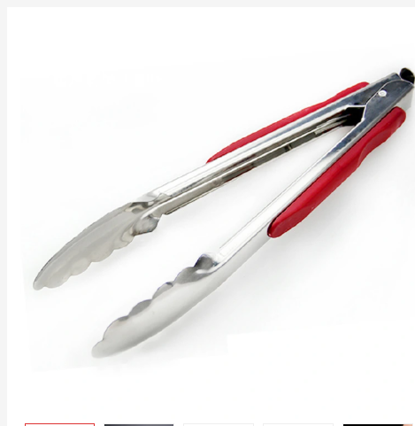 Stainless Steel Silicone Tongs for Cooking Set of 1 Includes 12 Inch Locking Kitchen Tong Heat Resistant Tip Strong Grip for Meat Perfect for Nonstick Pans and BBQ Red