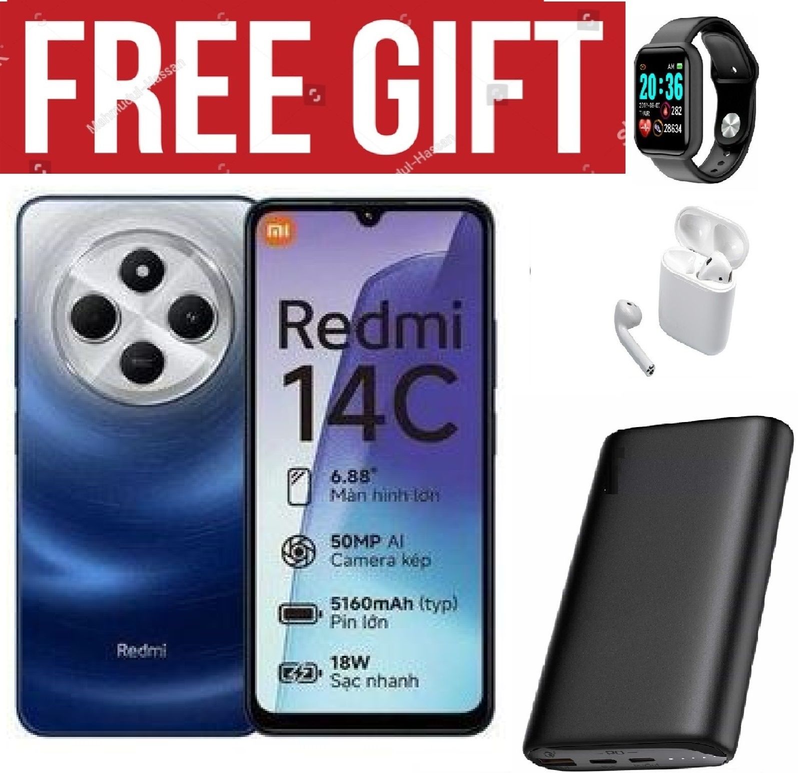 LIMITED DISCOUNT!!!BRAND NEW Xiaomi Redmi 14C 6.74" 4GB RAM + 128GB Storage 4G Network COMES WITH FREE GIFTS ( AIRPODS + SMART WATCH +POWERBANK ) FOR YOU